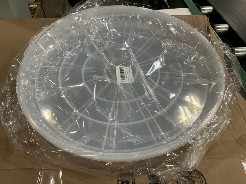 Condition photo showing New/Like New for 4 6 8 10 12 14 16 18 20 22 Inch Clear Plant Saucer, 5 Pack Durable Plastic Water Catcher Trays for Flower Pots, Plant Drip Trays for Indoor Outdoor Planter(20inch) 20 inch