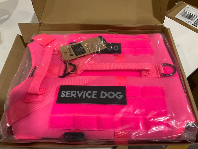 Condition photo showing Good Condition for Tactical Dog Harness - PETNANNY Dog Harness Service Dog Vest for Large Breed Dog, Hook and Loop Panel for Service Dog Patchs, Work Dog MOLLE Vest with Handle for Walking Hiking Training(Pink,XL)