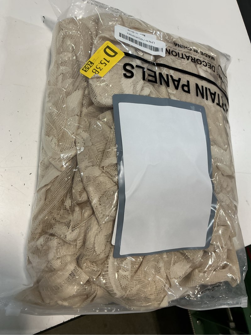 Condition photo showing Good Condition for beige lace curtains 102 inches long modern floral curtain for bedroom living dining room rod pocket light filtering neutral french window for high ceiling sunroom villa meeting room office, 52x102 52"w x 102"l (pack of 2) beige