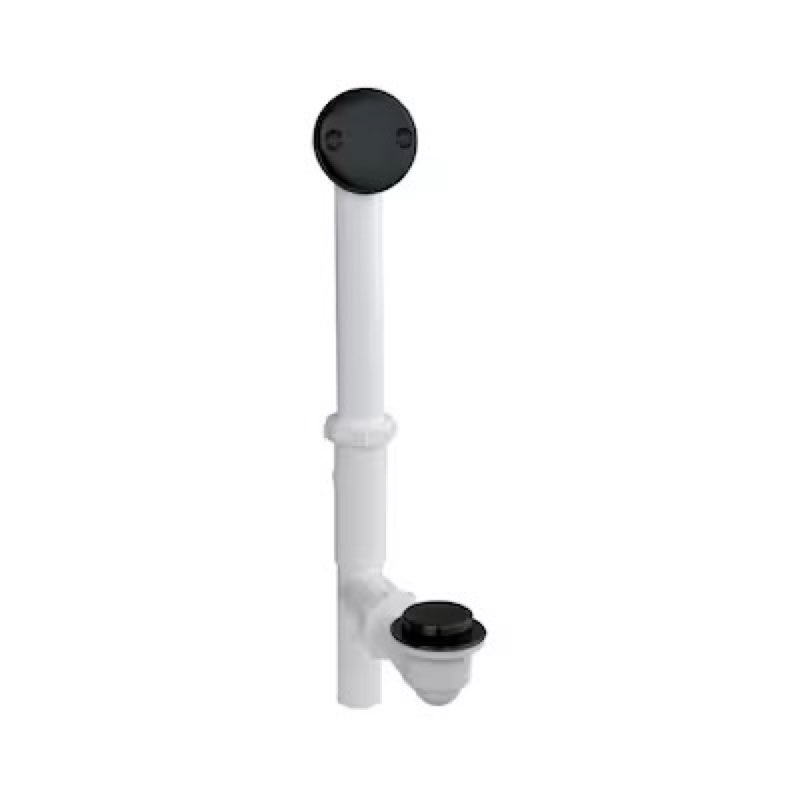 dearborn 1-1/2-in touch-toe white/matte black toe-touch drain with polypropylene pipe