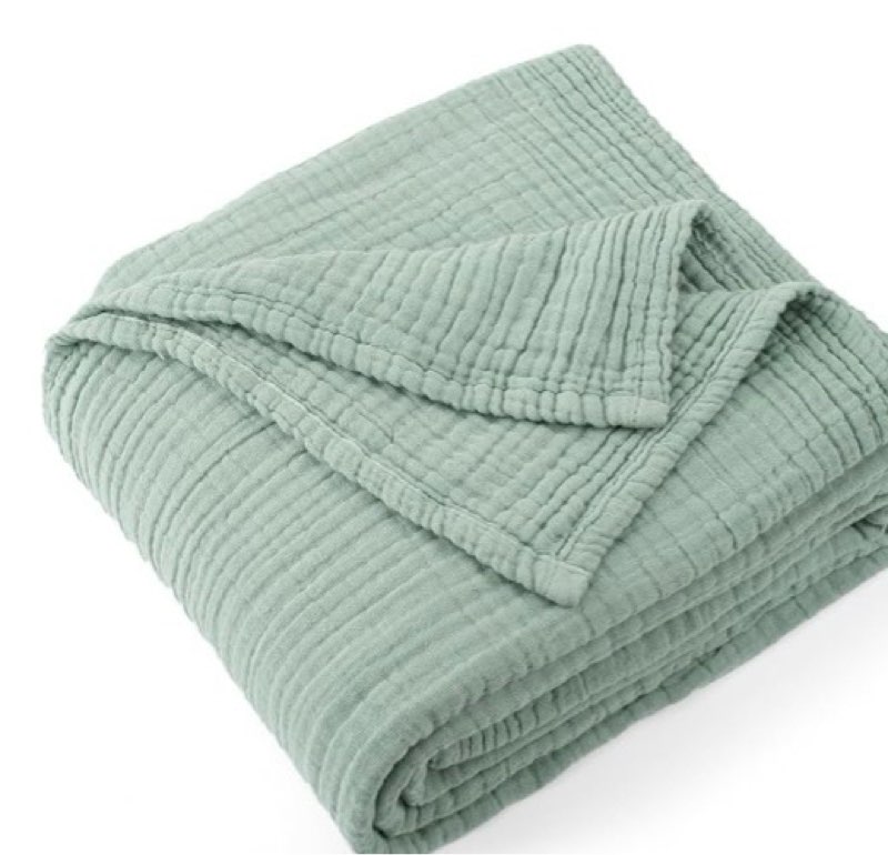 p carriediosa 100% cotton muslin throw blanket\\\\\\\\\\\\\\\\\\\\ twin size?4-layers summer gauze throws for bed couch?soft lightweight breathable linen blankets bedspread for adults all season?sage green ( 92 in x 96