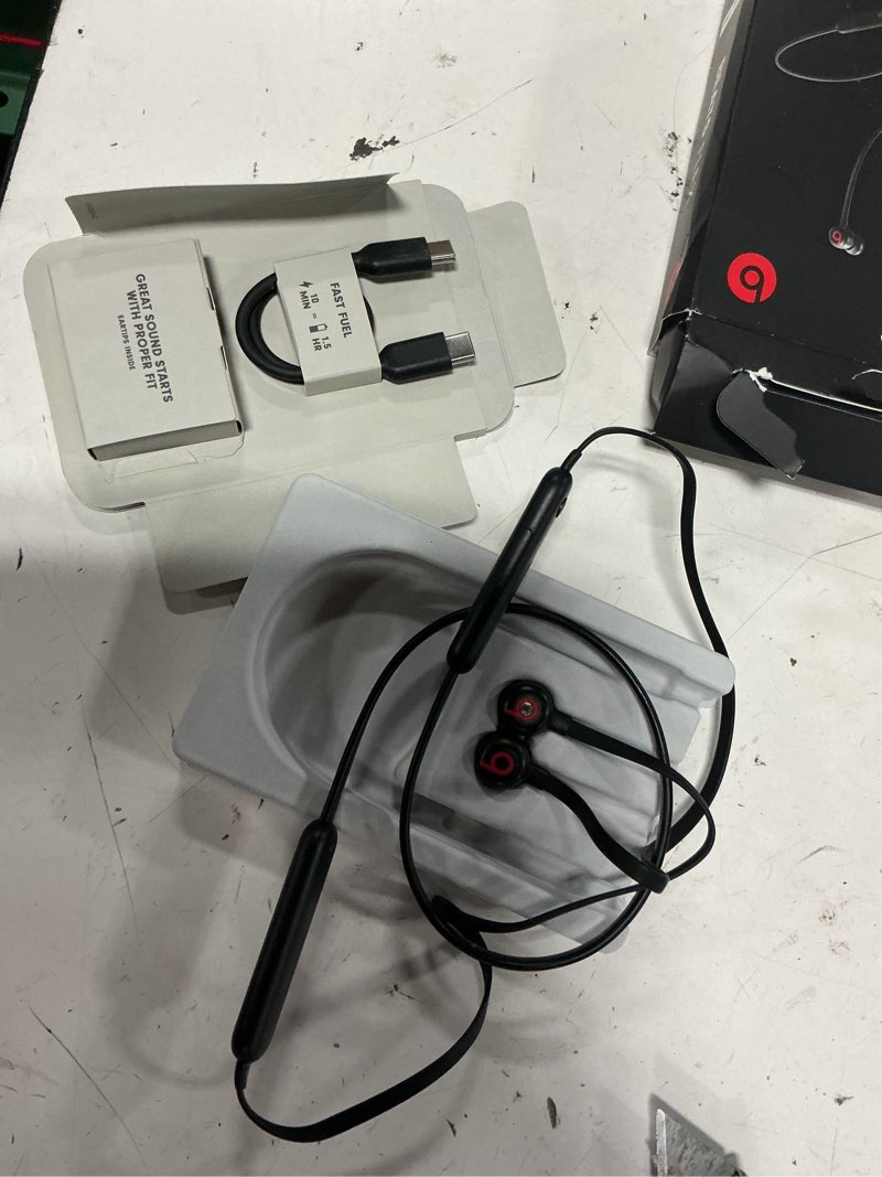 Condition photo showing Good Condition for beats flex wireless earbuds - apple w1 headphone chip, magnetic earphones, class 1 bluetooth, 12 hours of listening time, built-in microphone - black black flex