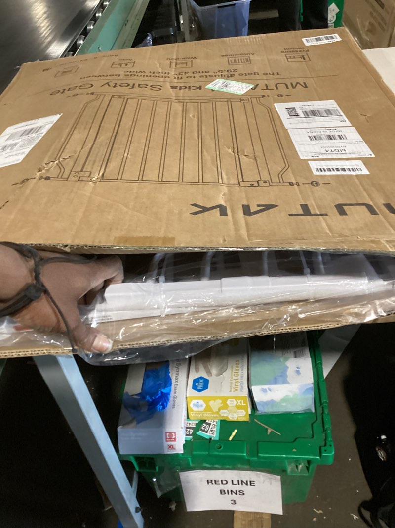 Condition photo showing New/Like New for 29-43" baby gate for stairs, baby safety essentials, auto close gate for doorways, easy install pressure mounted dog gate indoor, pet gates for dogs, white standard 29-43"w×30"h