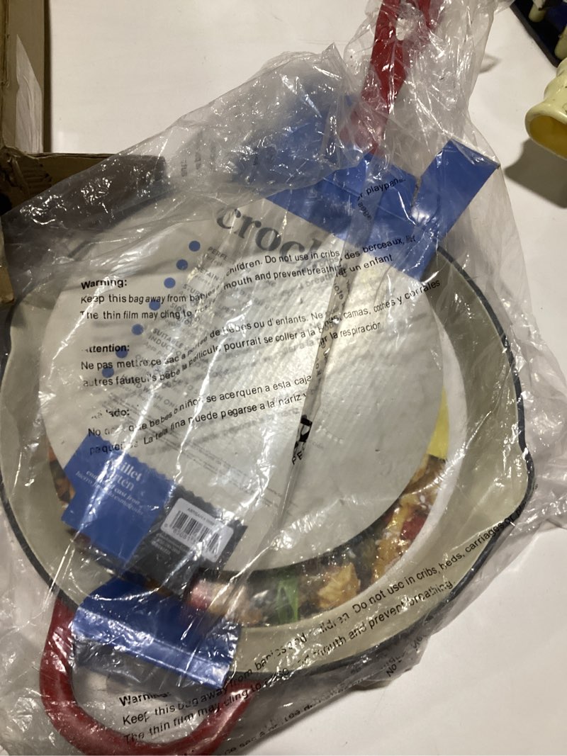 Condition photo showing Good Condition for Crock Pot Artisan 12 Inch Enameled Cast Iron Round Skillet, Scarlet Red Scarlet Red 12 Inch