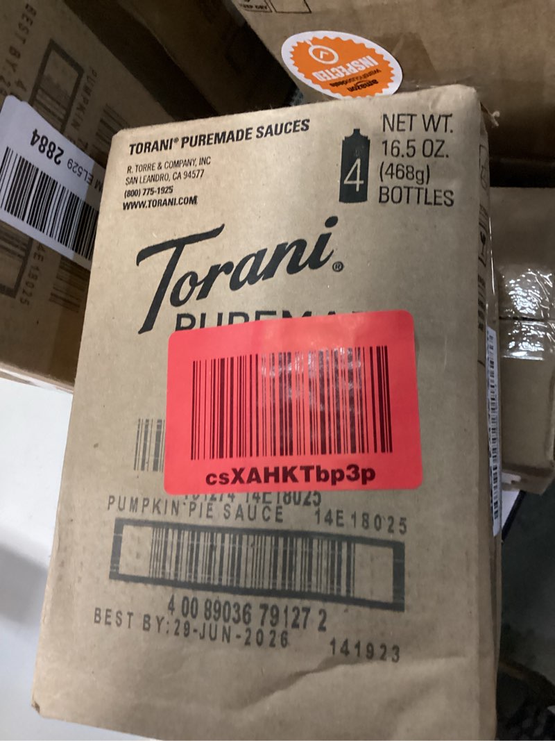 Condition photo showing New/Like New for torani puremade sauce, pumpkin pie, 16.5 ounces (pack of 4) pumpkin pie 16.5 fl oz (pack of 4)