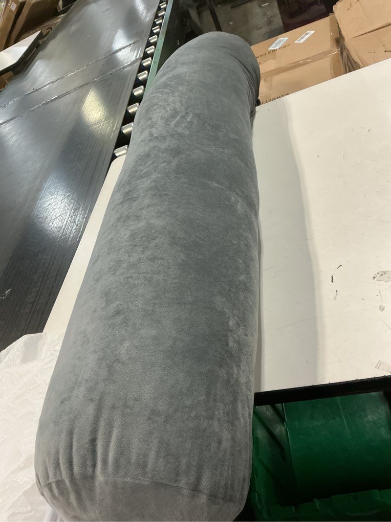 Condition photo showing As Is for Body Pillow for Adults, Bolster Pillow with Removable Velvet Cover, Long Round Cervical Roll Pillow, 47 x 7.87 Inches, Grey Grey 47 inch