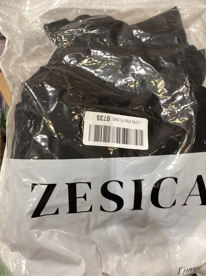 Condition photo showing Good Condition for zesica women's long sleeve midi sweater dress 2026 fall crewneck knit a line pleated flowy long dresses with belt black medium