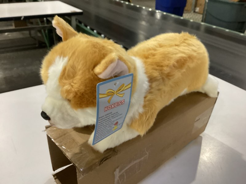 Condition photo showing New/Like New for Lifelike Welsh Corgi Plush Toy, 16 inch Pembroke Dog Stuffed Animal, Soft Handmade Lying Puppy