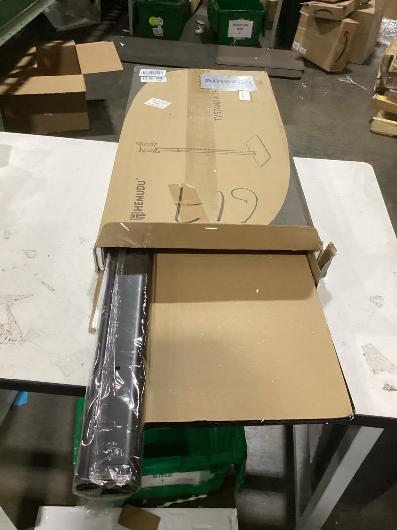 Condition photo showing As Is for Universal TV Stand Monitor with Mount 100 Degree Swivel Height Adjustable and Tilt Function for 19 to 43 inch LCD, LED OLED TVs,Space Saving Standing Bedroom Living Room Corner,Black 19"-43" SWIVEL FLOOR TV STAND