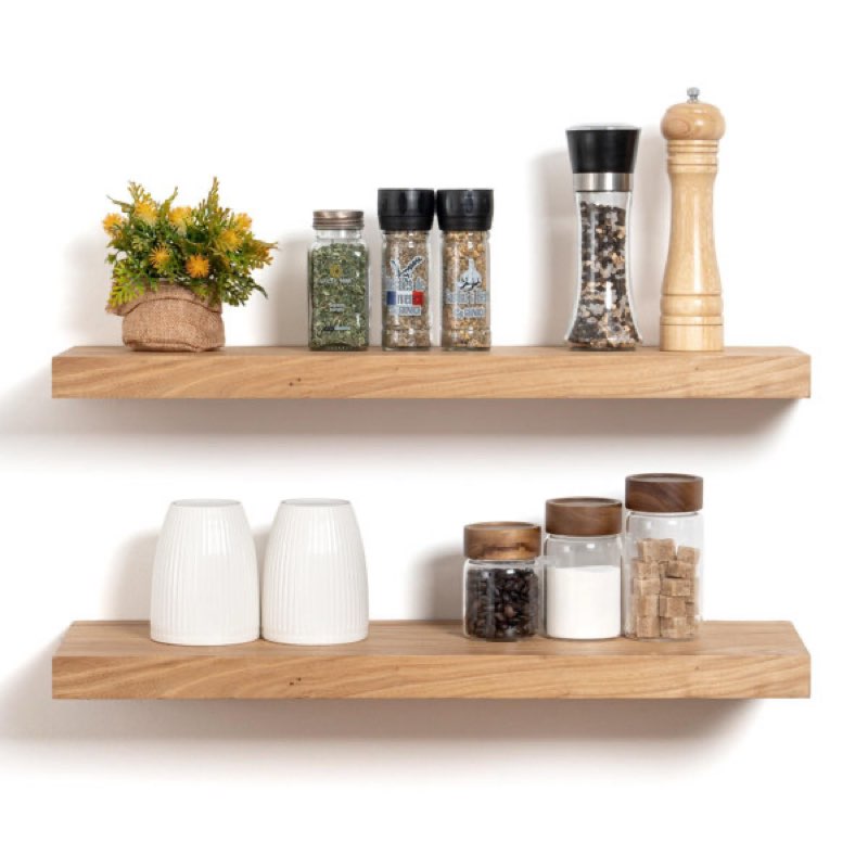 chalissa 2 piece solid wood floating shelf (set of 2)