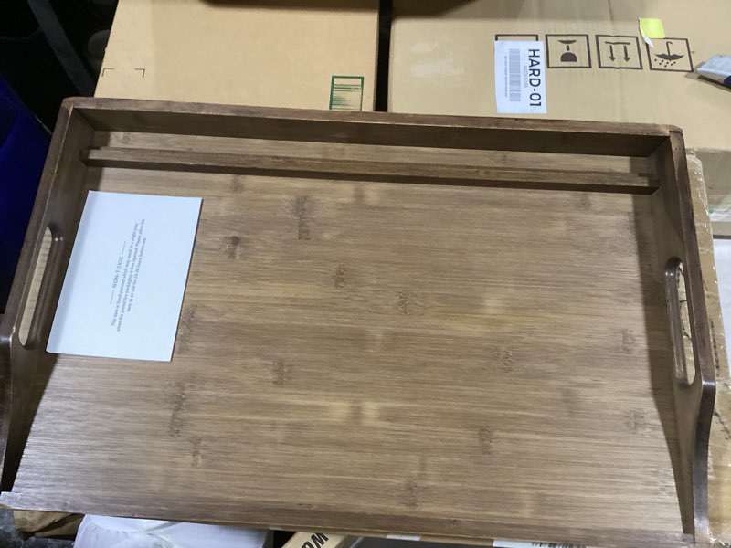 Condition photo showing New/Like New for ROSSIE HOME Bamboo Bed Tray with Phone Holder, Extra Large Lap Desk for Laptops up to 17.3 Inches – Java – Style No. 78112 Java Bamboo Extra Large