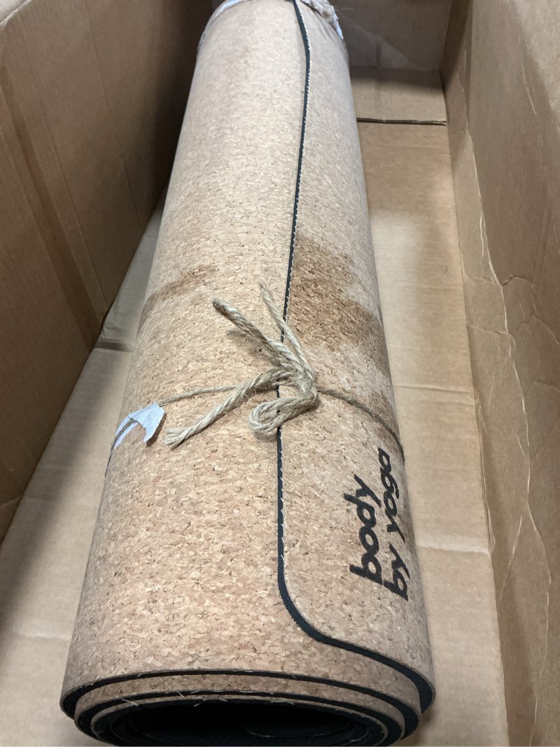 Condition photo showing As Is for Luxury Cork Yoga Mat - Non Slip, Extra Thick Grip. Thicker, Longer, and Wider for More Comfort and Support. Tough Enough For Hot Yoga. Natural, Non Toxic, and Eco Friendly. Optional Alignment Lines. Extra Thick 80" x 26" x 6.5mm Dreamer