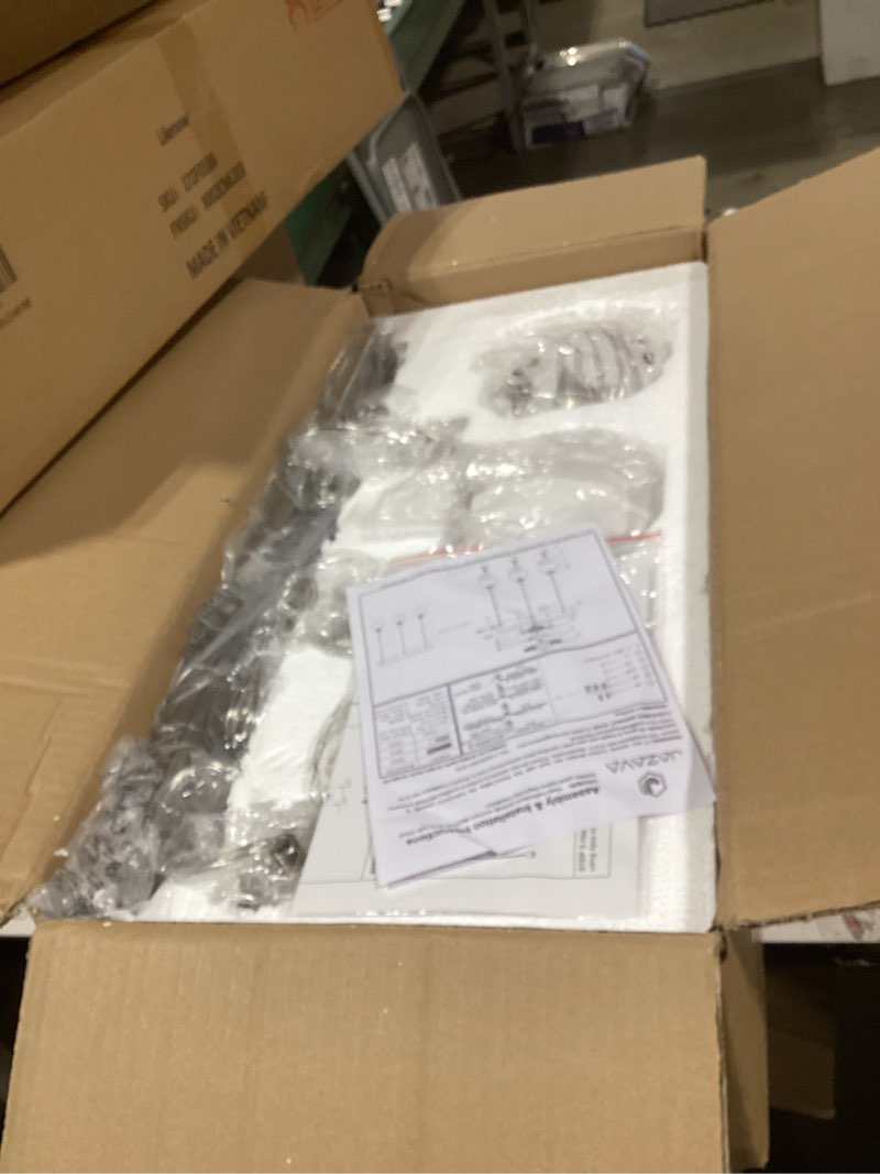 Condition photo showing New/Like New for 3-light globe island light, linear chandelier with brushed nickel finish, clear glass pendant light fixture for dining room kitchen island living room pool table, zcpl101bn-3s brushed nickel + clear glass/liner 3 light 8 inch