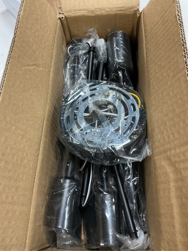 Condition photo showing Good Condition for modern sputnik chandelier ceiling light fixtures, 8-lights mid century industrial metal semi flush mount for dining room, bedroom, living room-black matte black 8-light