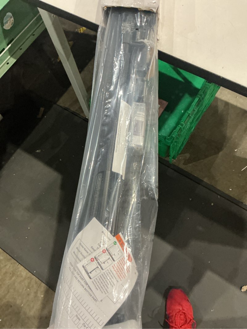 Condition photo showing New/Like New for reinforced 28" tall dog gate 80" wide retractable baby gate, easy step over pet gate indoor outdoor retractable gate with support rods, short baby gate stair gate, puppy gates for the house, black black (28" tall x 80" wide)