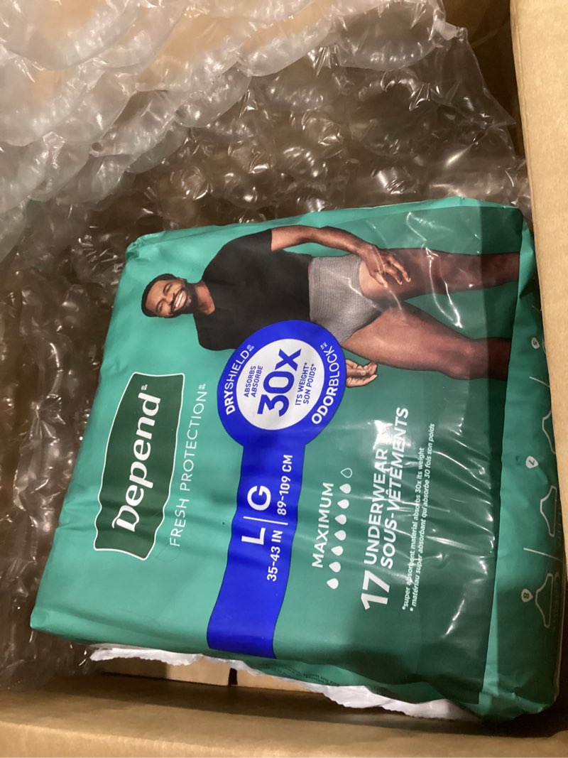 Condition photo showing As Is for Depend Fresh Protection Adult Diapers, Incontinence & Postpartum Bladder Leak Underwear for Women, Disposable, Maximum, Large, Blush, 72 Count (2 Packs of 36), Packaging May Vary Large 72