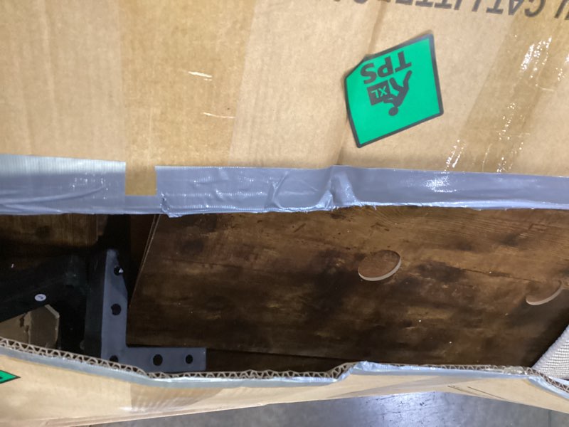 Condition photo showing As Is for Large Cat Litter Enclosure with Litter Collector, Enclosure for Self-Cleaning Litter Boxes,Adjustable Shelf for Dog Proof,Charging Station, Large Hidden Litter Box for Cat, Cat House Brown