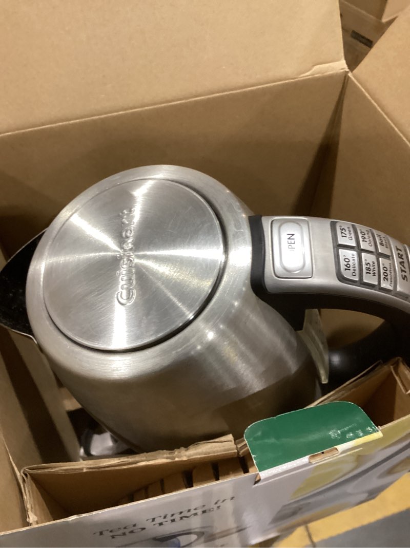 Condition photo showing As Is for Cuisinart PerfecTemp 1.7-Liter Electric Kettle, Cordless Electric Tea Kettle, 1500W for Fast Heat-Up, 6 Preset Temperatures, 30-Minute Keep Warm, Stay Cool Nonslip Handle, CPK-17P1 Stainless Steel PerfecTemp
