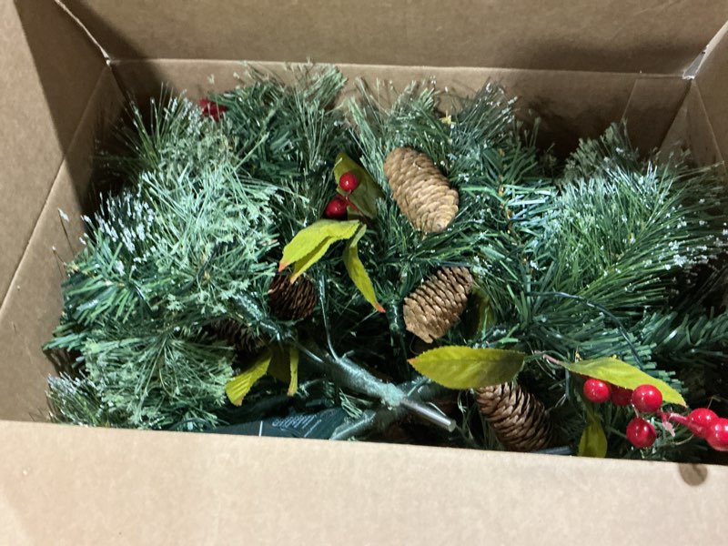 Condition photo showing As Is for 2 Pack Pre-lit Christmas Urn Filler, Light Up 8 Modes & Timer, Artificial Mini Xmas Pine Trees with Tripod Stake, Battery Powered for Outdoor Pathway, Porch, Yard Decorations