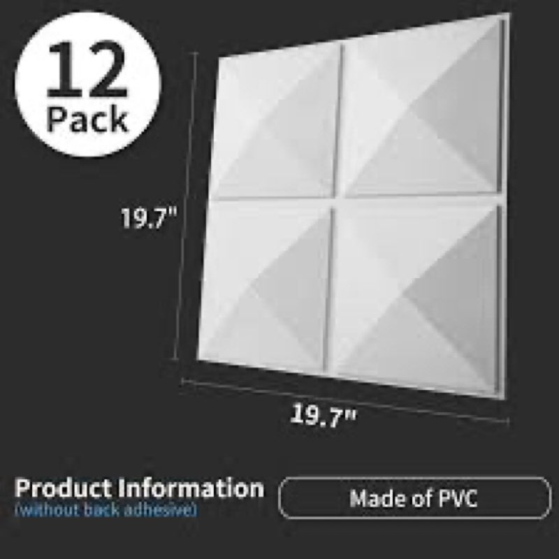 Art3d 19.7\" × 19.7\" (Pack Of 12) Wall Panel Square, White