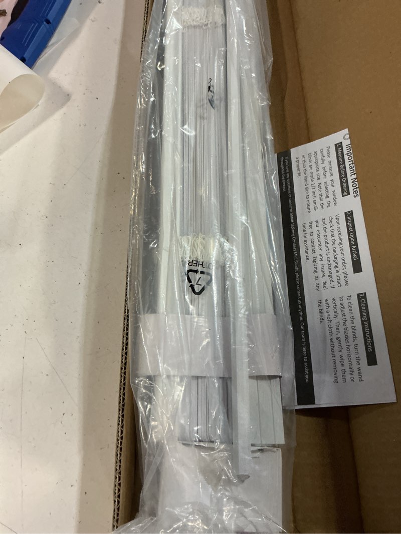Condition photo showing New/Like New for lazblinds cordless cellular shades, no tools no drill light filtering honeycomb shades pleated blinds for windows, 19'' w x 36'' h, white light filtering-white 19'' w x 36'' h