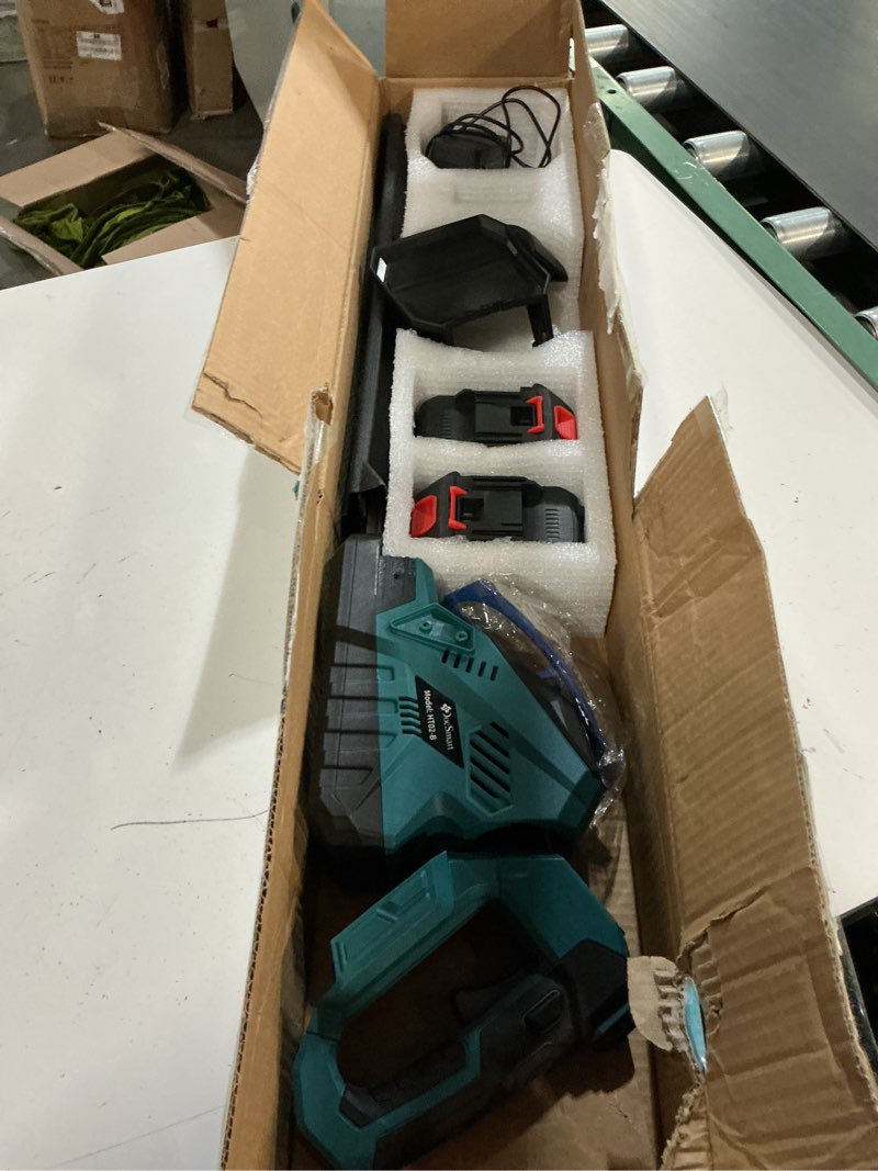Condition photo showing Good Condition for 20'' hedge trimmer cordless with battery, electric handheld bush clipper with 2 pack rechargeable batteries, 3000rpm 180° rotatable head, 2/3'' blade gap blue