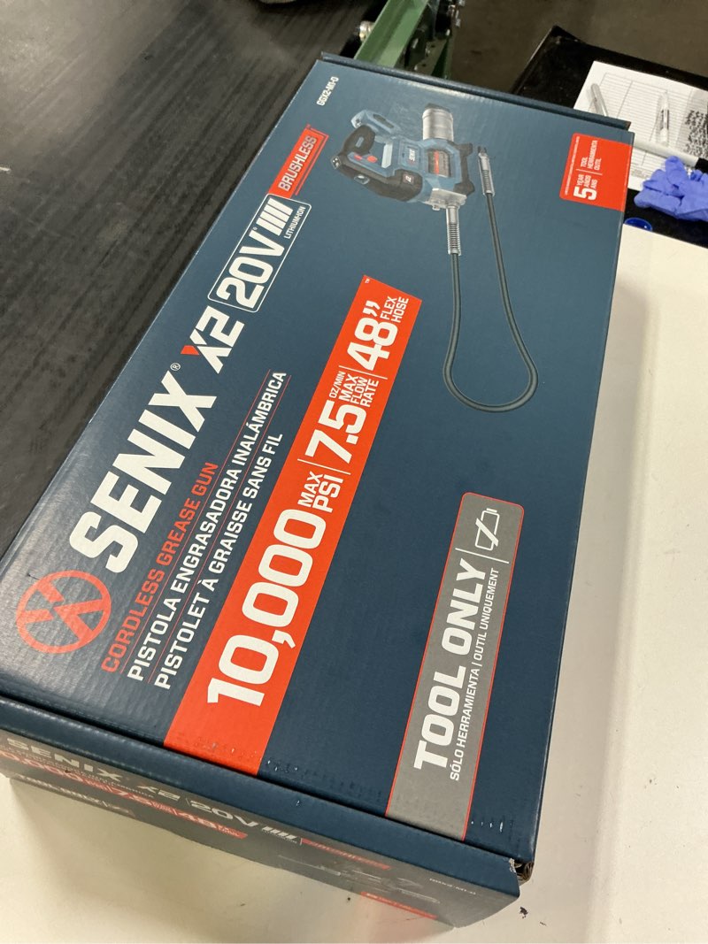 Condition photo showing New/Like New for 20v brushless 10,000max psi 7.5 rgrease gun