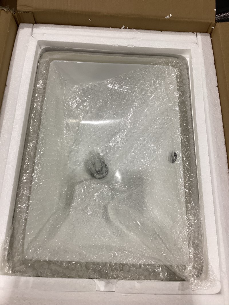 Condition photo showing New/Like New for enbol undermount bathroom sink rectangle 18x13 inch white ceramic vessel sink under counter lavatory vanity vessel sink with overflow ecu1611 rectangle 16.3" x 11"