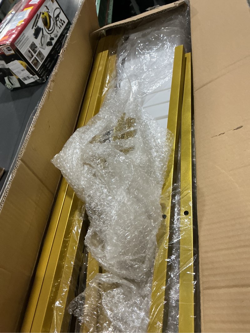 Condition photo showing Good Condition for Asee'm Flower Display Stand With 12PCS Buckets 3 Tier Flower Cart Display Stand with Wheels Heavy Duty Moving Metal Plant Stand Flower Bar Flower Rack for Florist Indoor Outdoor Patio Garden Gold 37"L x 23.62"W x 31.5"H Gold