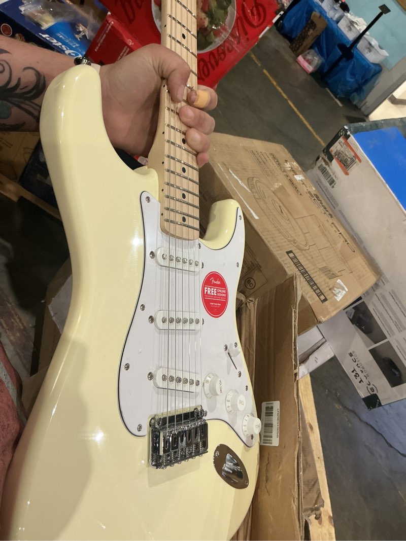 Condition photo showing Good Condition for squier affinity series stratocaster electric guitar - olympic white with maple fingerboard olympic white guitar only