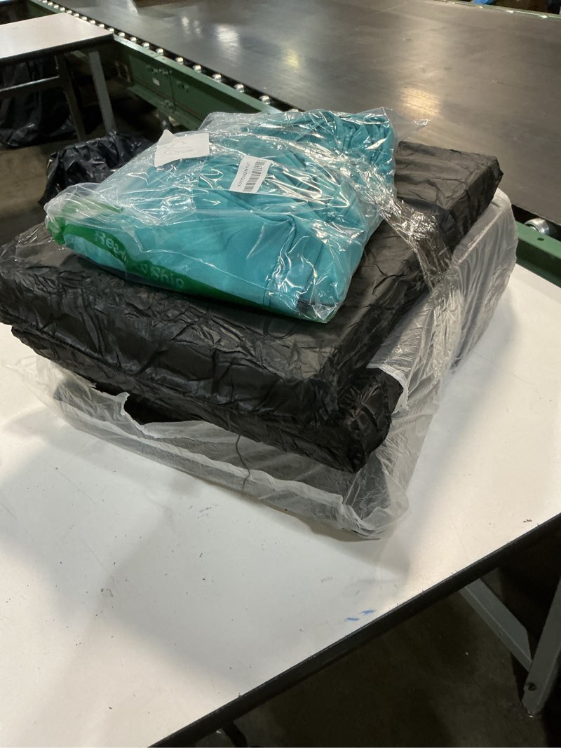 Condition photo showing As Is for outdoor chair cushions set of 4,waterproof outdoor seat cushions for patio furniture,patio chair cushion with handle and ties, square out door chair pads,17" x 16" x 2", teal teal 17x16x2-square