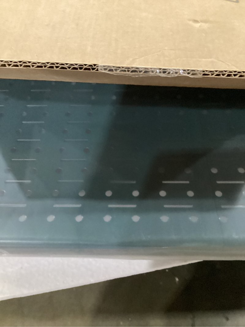 Condition photo showing Good Condition for wall control modular pegboard tool organizer system - wall-mounted metal peg board tool storage unit for wall storage tiling (green pegboard)