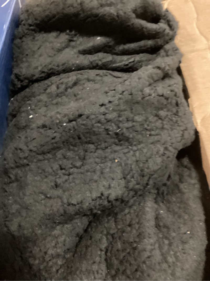 Condition photo showing As Is for Bedsure Gentlesoft Sherpa Queen Size Blanket for Bed - Fleece Fluffy & Cozy Cable Jacquard Tufted for Women Gift, Thick and Warm Christmas Blanket for Winter, Black, 90x90 Inches 05 - Black Queen (90" x 90")