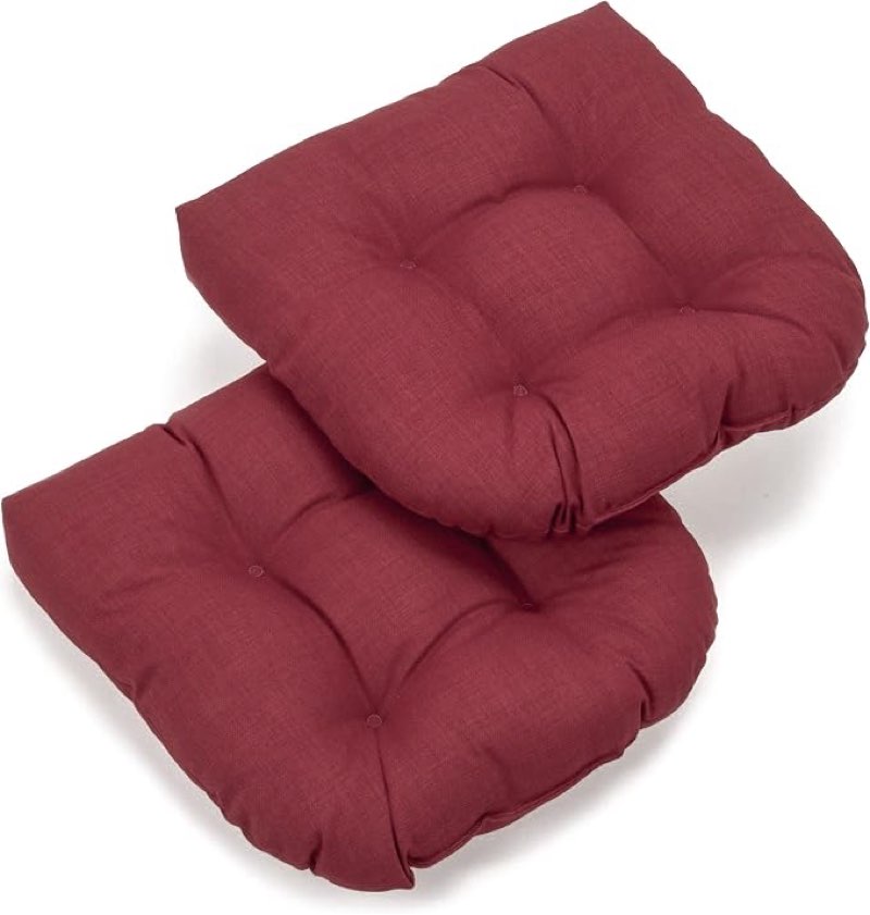 blazing needles indoor/outdoor rounded back chair cushion, 19\" x 19\", merlot 2 count red