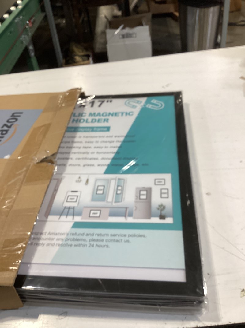 Condition photo showing Good Condition for acrylic magnetic sign holder wall mount, self adhesive magnetic display frame with nano tape and strong magnetic border for wall, door, glass, home, store, office (black, 11" x 17" / 5 pack) black 11" x 17" / 5 pack