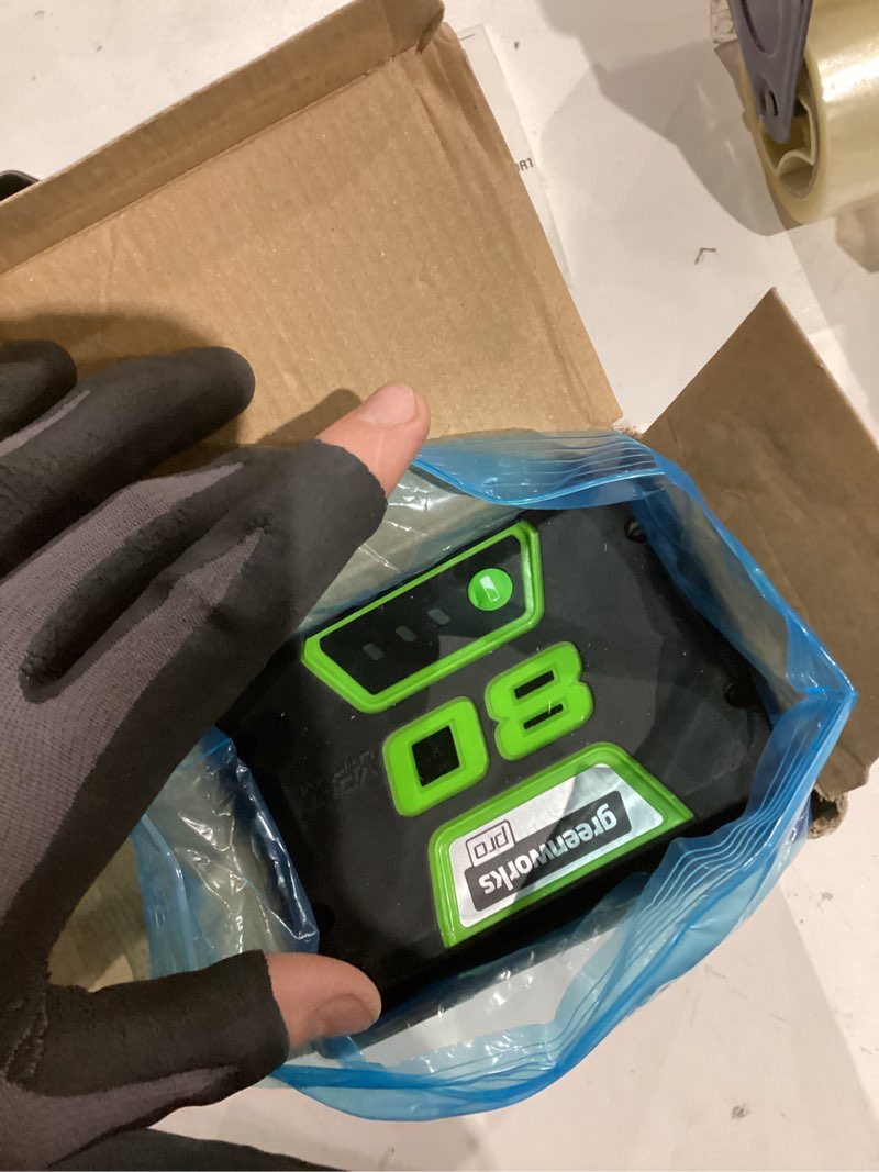 Condition photo showing As Is for Greenworks PRO 80V 4.0Ah Lithium-Ion Battery ((Genuine Greenworks Battery / 75+ Compatible Tools)