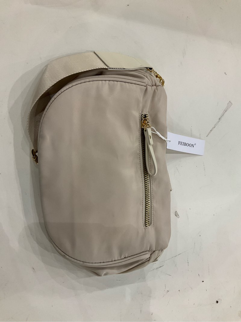 Condition photo showing As Is for Spacious Nylon Crossbody Bag Bum Bag Handbags Wallets Purses Trendy Shoulder Bag for Women Beige