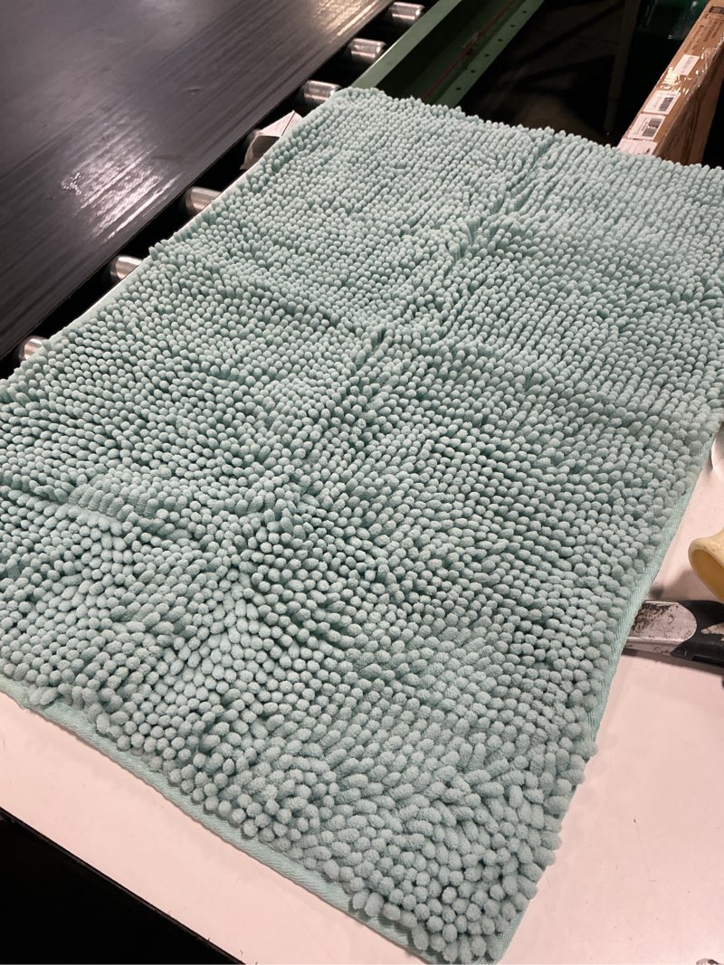 Condition photo showing Good Condition for laura ashley – astor chenille bath mat | 100% polyester | premium bathroom décor | machine washable | tpr backing | measures 20” x 34” | sage green
