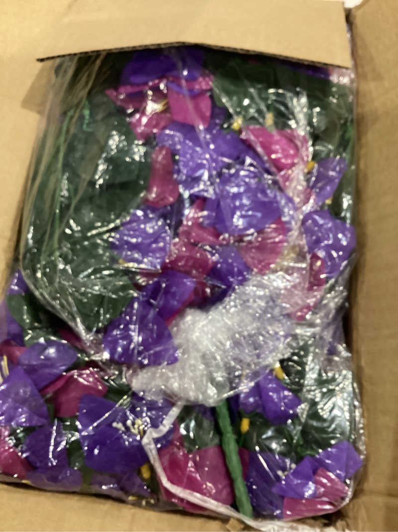 Condition photo showing Good Condition for grunyia 4 pack artificial bougainvillea hanging basket flowers – uv resistant fake flowers with silk petals, realistic trailing plants, outdoor indoor wall garden home wedding decor purple&fuchsia