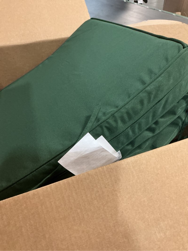 Condition photo showing Good Condition for rsh decor: outdura foam chair cushions set of 2 | 19" x 19" x 2" | all-weather square cushions for patio furniture | crafted with outdura performance fabric | clover green clover green 19" x 19" x 2"