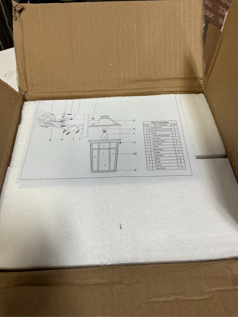 Condition photo showing Good Condition for Darkaway Large Outdoor Sconce Lights Wall Light Fixtures,14inch Exterior Porch Light Outdoor Sconce Anti-Rust Waterproof Aluminum Outside Light with Water Ripple Glass for Patio Yard Doorway Garage