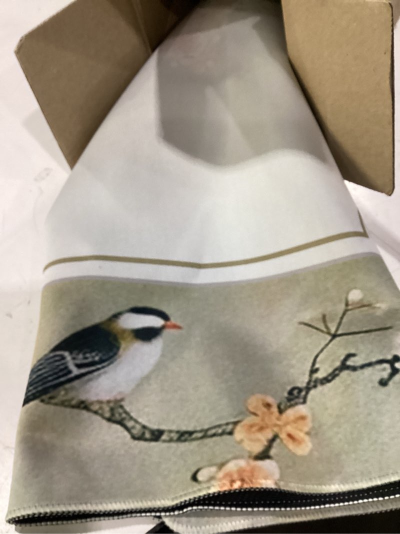 Condition photo showing As Is for vintage chinoiserie floral bird mahjong mat for table 31.5 x 31.5 in, gifts for mahjong players, retro oriental asian cherry blossom anti-slip table cover tablecloth for poker board card game