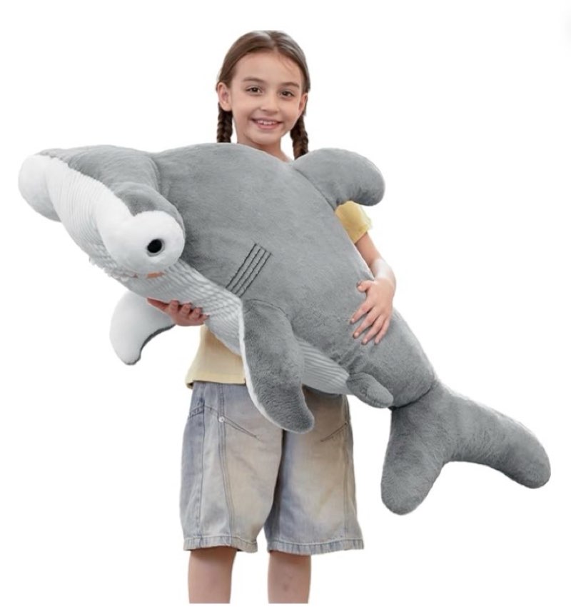  Tezituor 43.3 inch Giant Hammerhead Shark Stuffed Animal, 4ft Large Stuffed Hammerhead Shark Plush Ocean Toys, Realistic Gray Shark Plush Pillow for Girls Boys