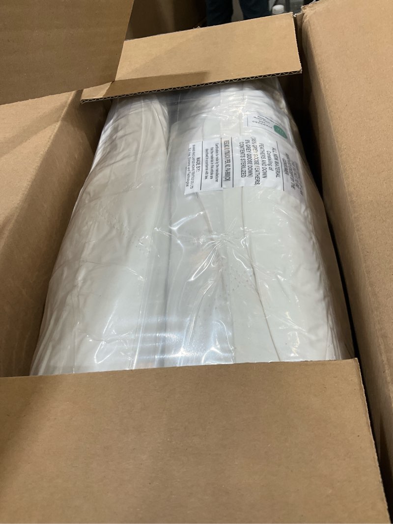 Condition photo showing New/Like New for puredown® goose feathers and down pillows, 100% organic cotton cover, gusseted pillow for sleeping hotel collection bed pillows, king, set of 2 organic white king (pack of 2)