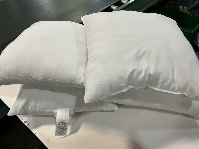 Condition photo showing Good Condition for amazon basics square hypoallergenic pillow insert, down alternative fiberfill, sofa bed couch decorative stuffer, 18\", 4-pack 18 x 18 inches 4 pack