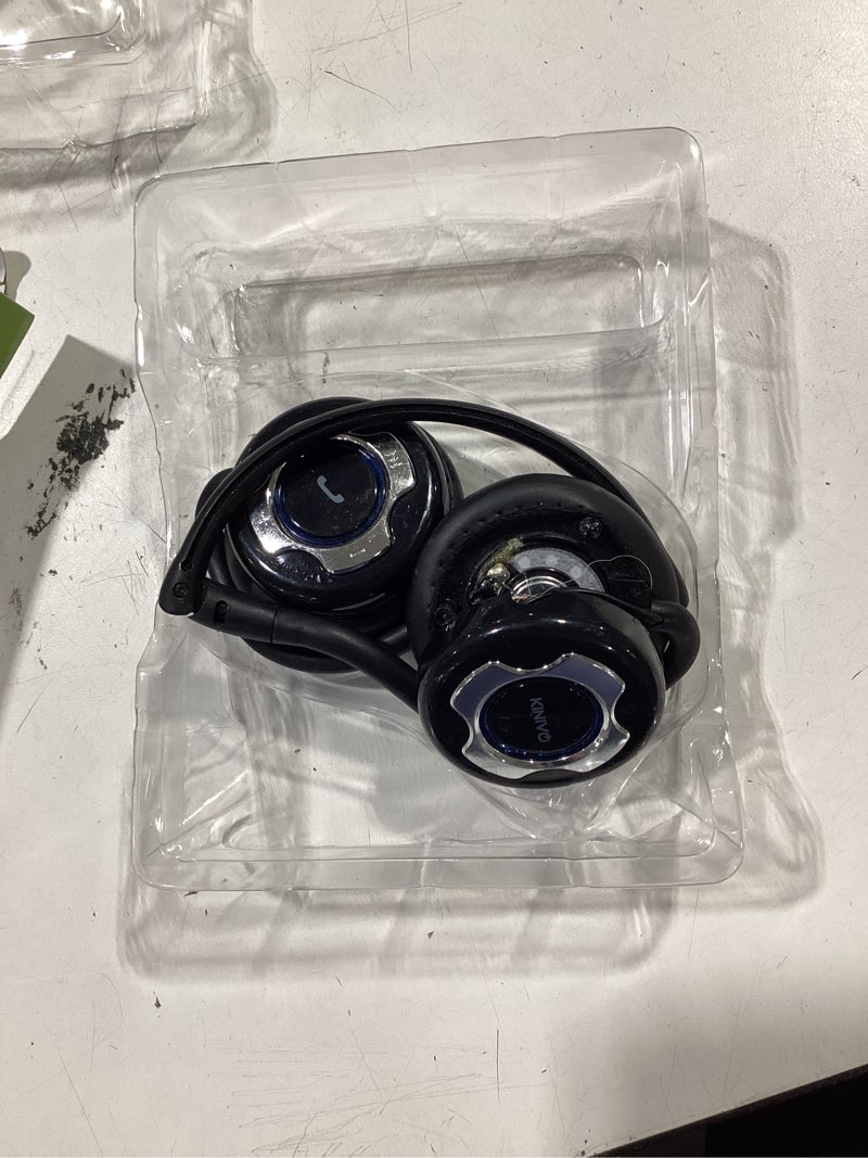 Condition photo showing As Is for kinivo bth220 bluetooth headphones (black, on-ear, wireless music, hands-free calling, built-in mic, foldable, memory form earpads, travel bag)