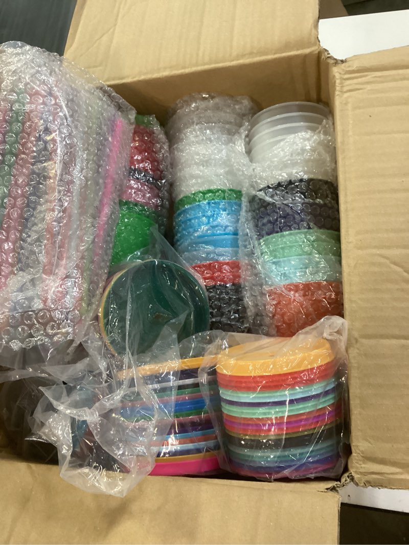Condition photo showing As Is for honeydak 60 pack tumbler with straw and lid bulk cups for gifts glitter plastic coffee cups 24-27 oz reusable water bottle iced coffee travel mug party favors for birthdays travel (assorted color) assorted color 60