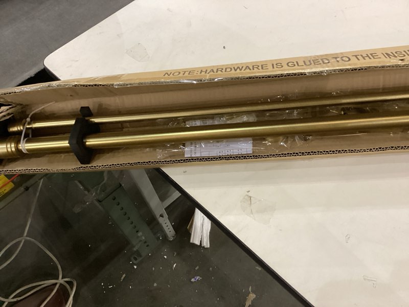 Condition photo showing Good Condition for Double Curtain Rods 36-72 Inches for Windows, 1 Inch Diameter Adjustable Heavy Duty Drapery Rod with Aluminum Alloy Brackets and Finials, Modern Stylish Dual Curtains Rod, Brushed Gold Brushed Gold 36"-72"