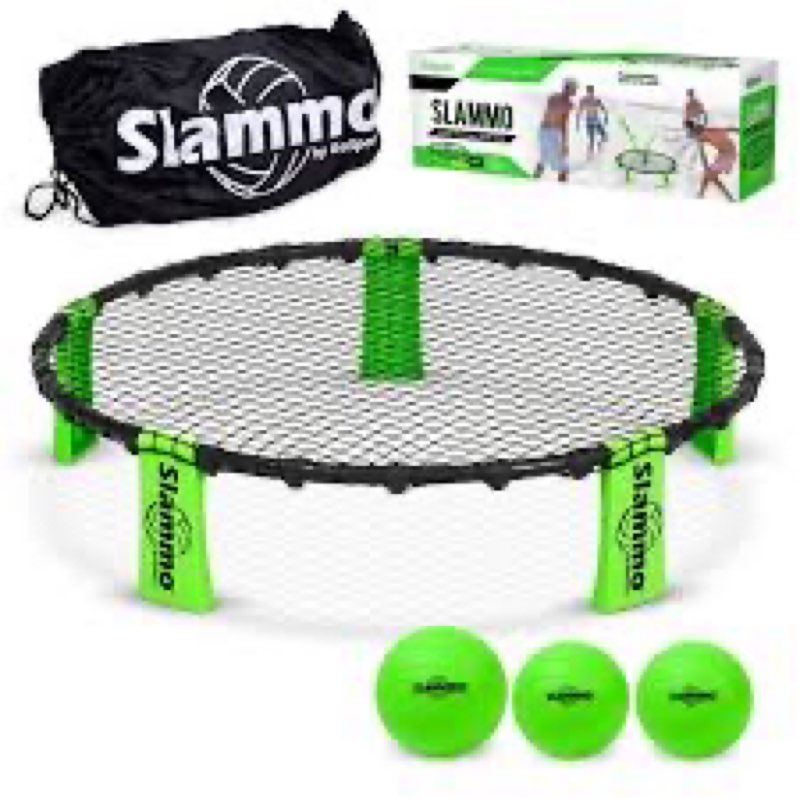 gosports slammo game set (includes 3 balls, carrying case and rules) - outdoor lawn, beach & tailgating roundnet game