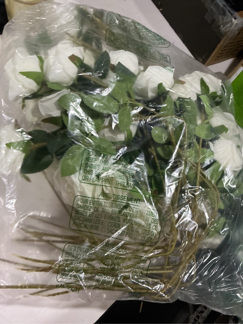 Condition photo showing Good Condition for hananona artificial roses in bulk, fake velvet silk roses realistic rose for wedding centerpieces flower arrangement home decor (50, white) white 50